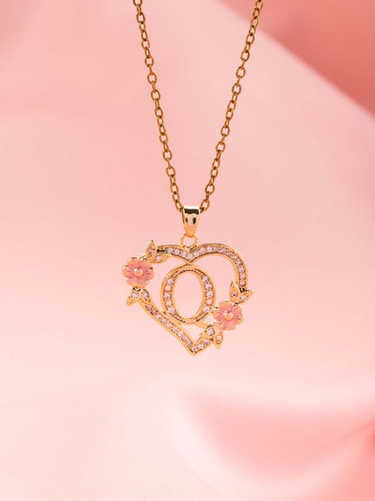 Floral Charm Initial Necklace - Rose & Oliver
