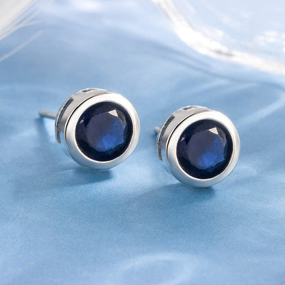 Sapphire Bezel Stud Earrings - Rose & Oliver