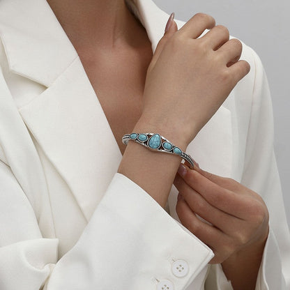 Turquoise Teardrop Open Bracelet - Rose & Oliver
