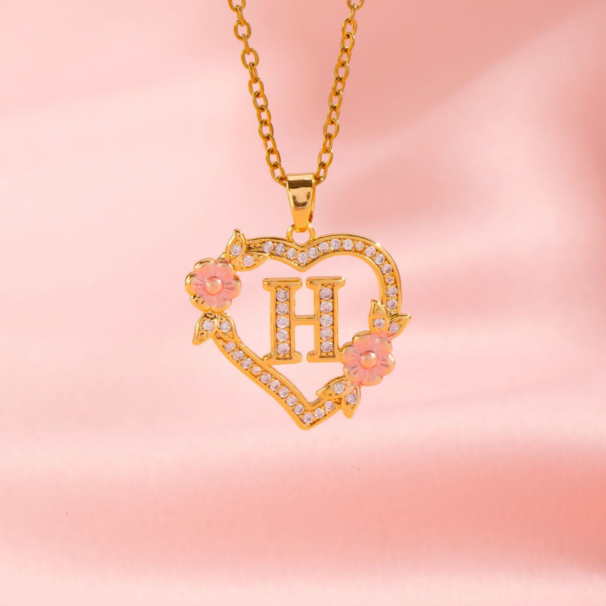 Floral Charm Initial Necklace - Rose & Oliver