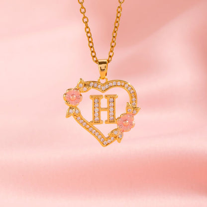 Floral Charm Initial Necklace - Rose & Oliver