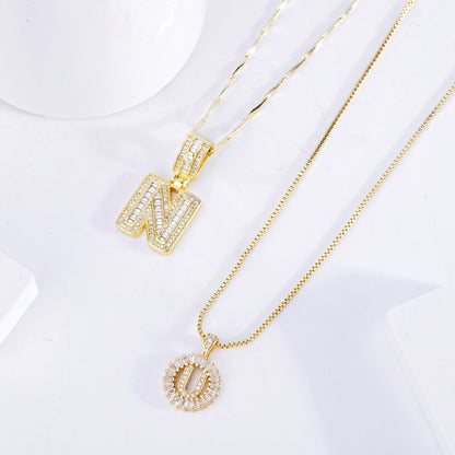 Moissanite Letter Initial Necklace (White Gold) - Rose & Oliver