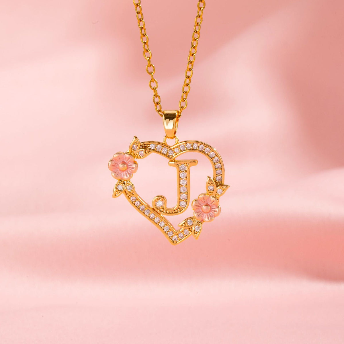 Floral Charm Initial Necklace - Rose & Oliver