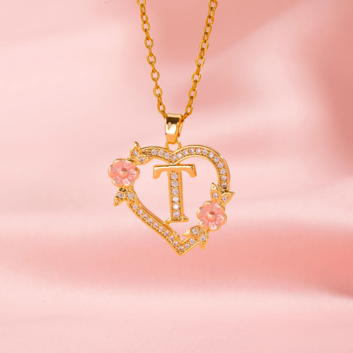 Floral Charm Initial Necklace - Rose & Oliver