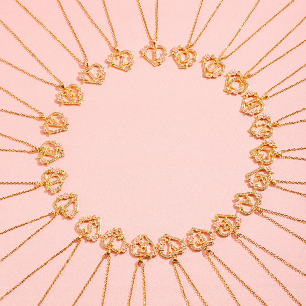 Floral Charm Initial Necklace - Rose & Oliver