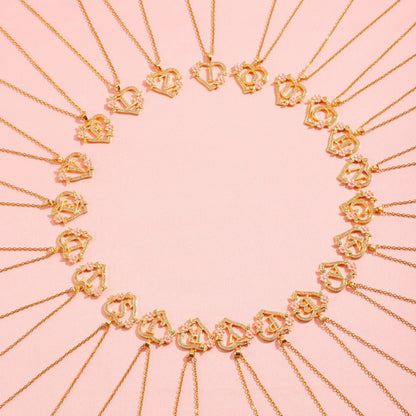 Floral Charm Initial Necklace - Rose & Oliver