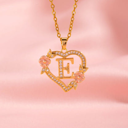 Floral Charm Initial Necklace - Rose & Oliver
