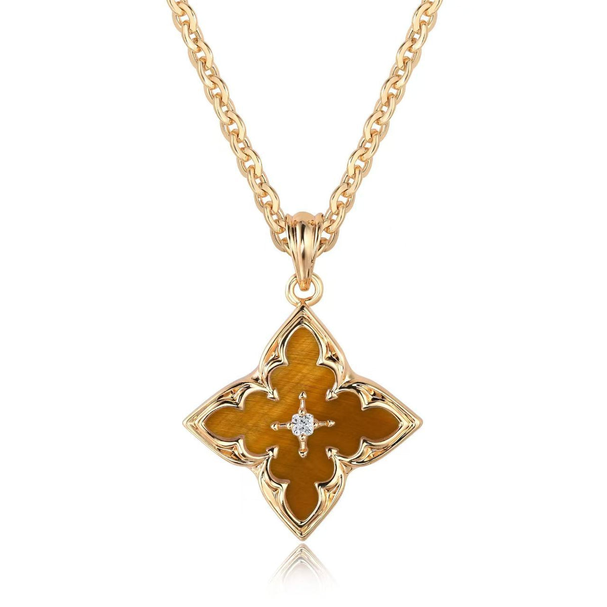 Clover Pendant Necklace (Brown) - Rose & Oliver