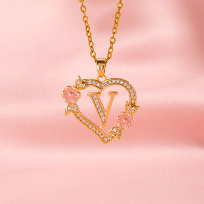 Floral Charm Initial Necklace - Rose & Oliver