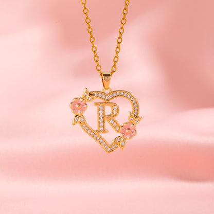 Floral Charm Initial Necklace - Rose & Oliver