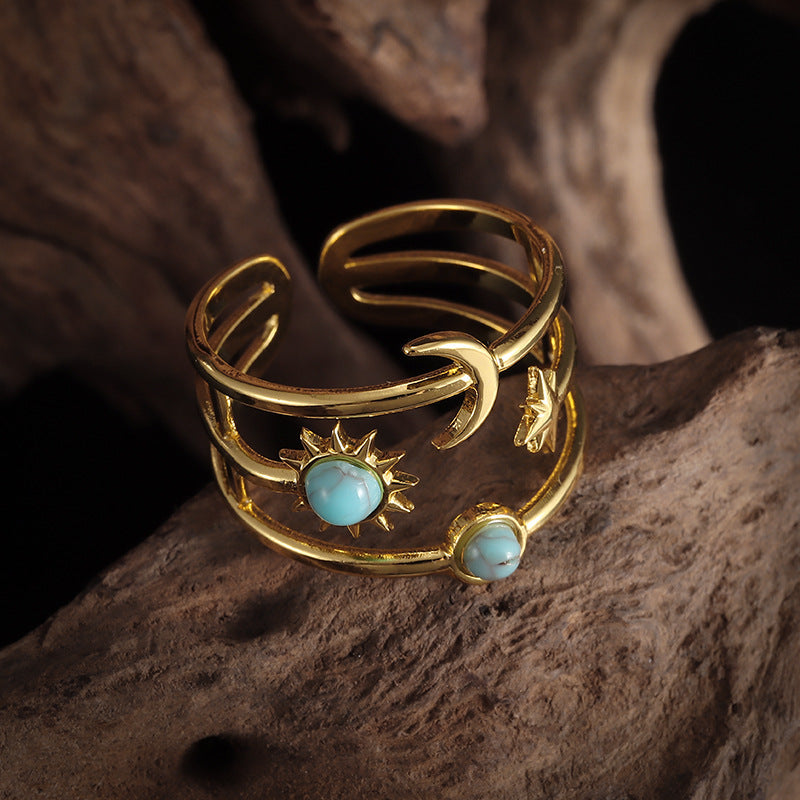 Soluna Turquoise Orbit Ring - Rose & Oliver