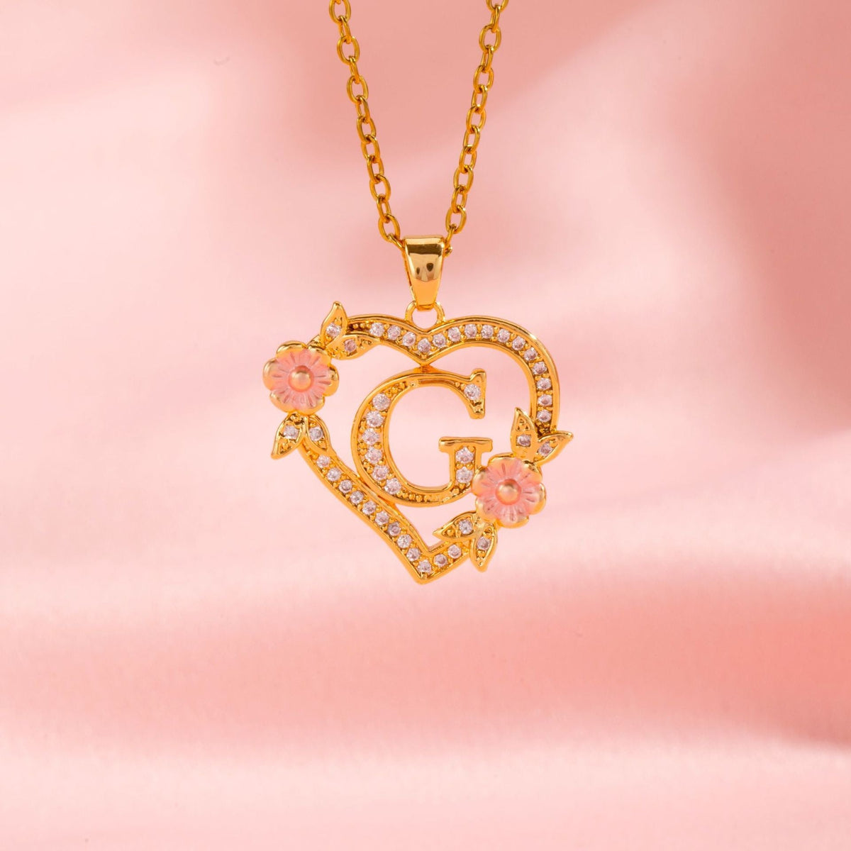Floral Charm Initial Necklace - Rose & Oliver