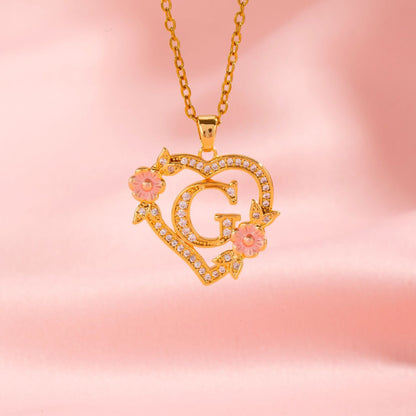 Floral Charm Initial Necklace - Rose & Oliver