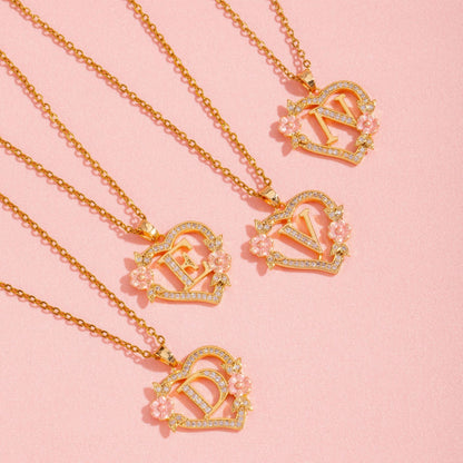 Floral Charm Initial Necklace - Rose & Oliver