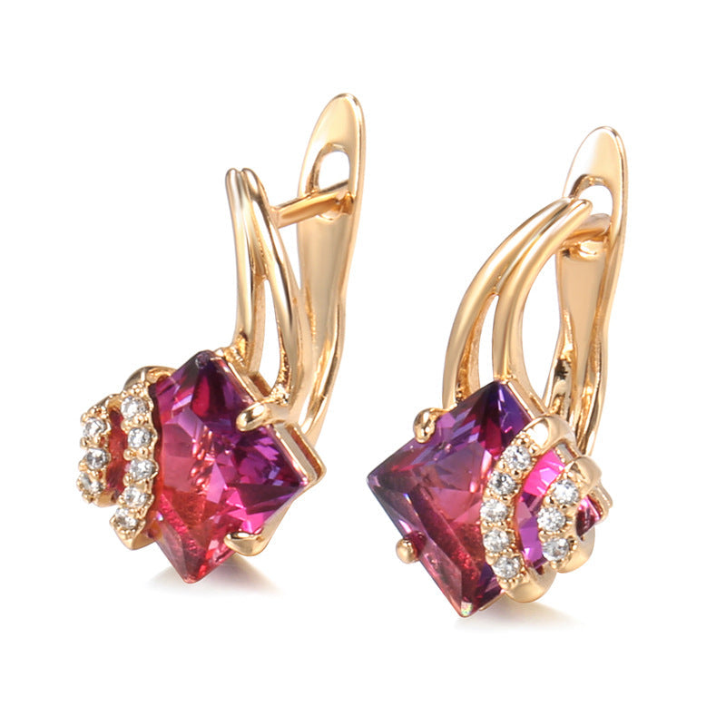 Crimson Square Crystal Earrings - Rose & Oliver