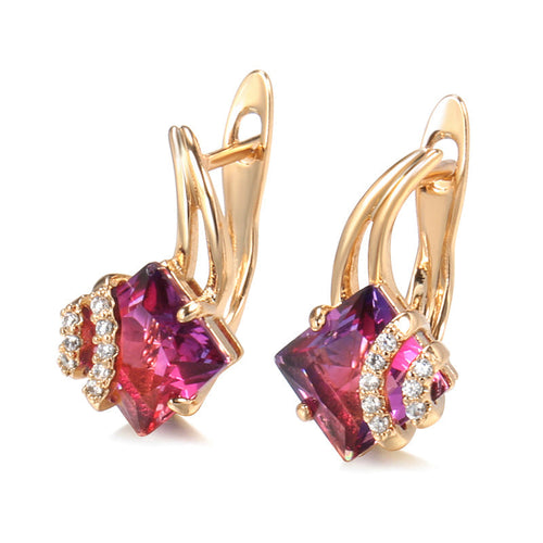 Crimson Square Crystal Earrings - Rose & Oliver