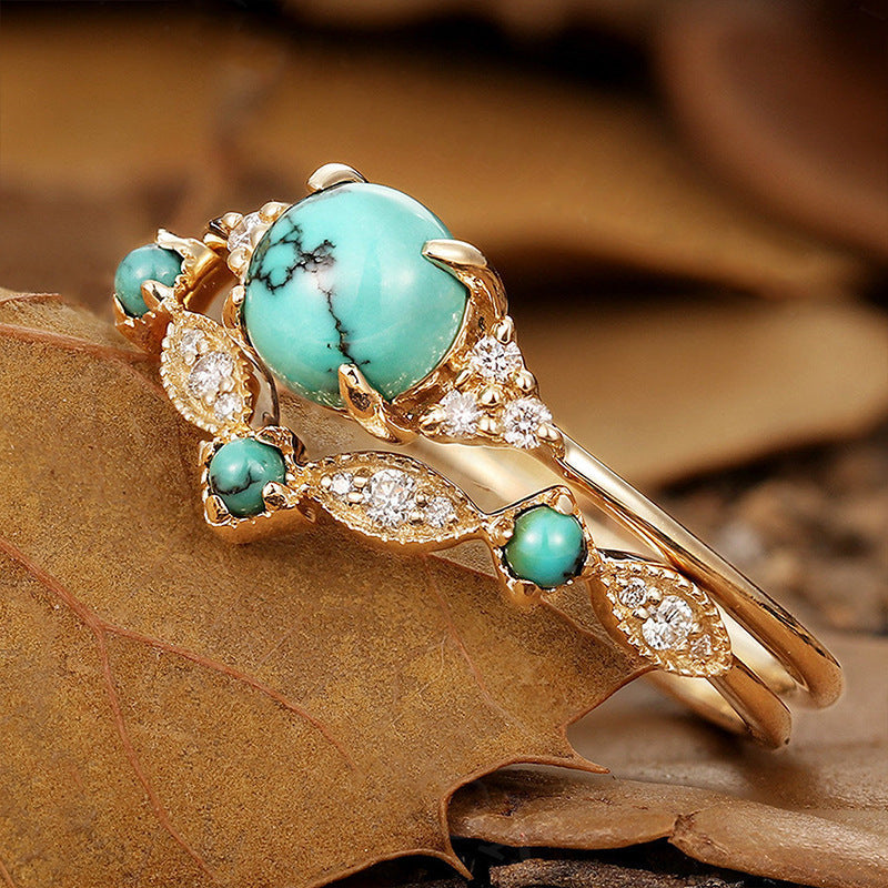 Aureva Turquoise Crown Ring Set - Rose & Oliver