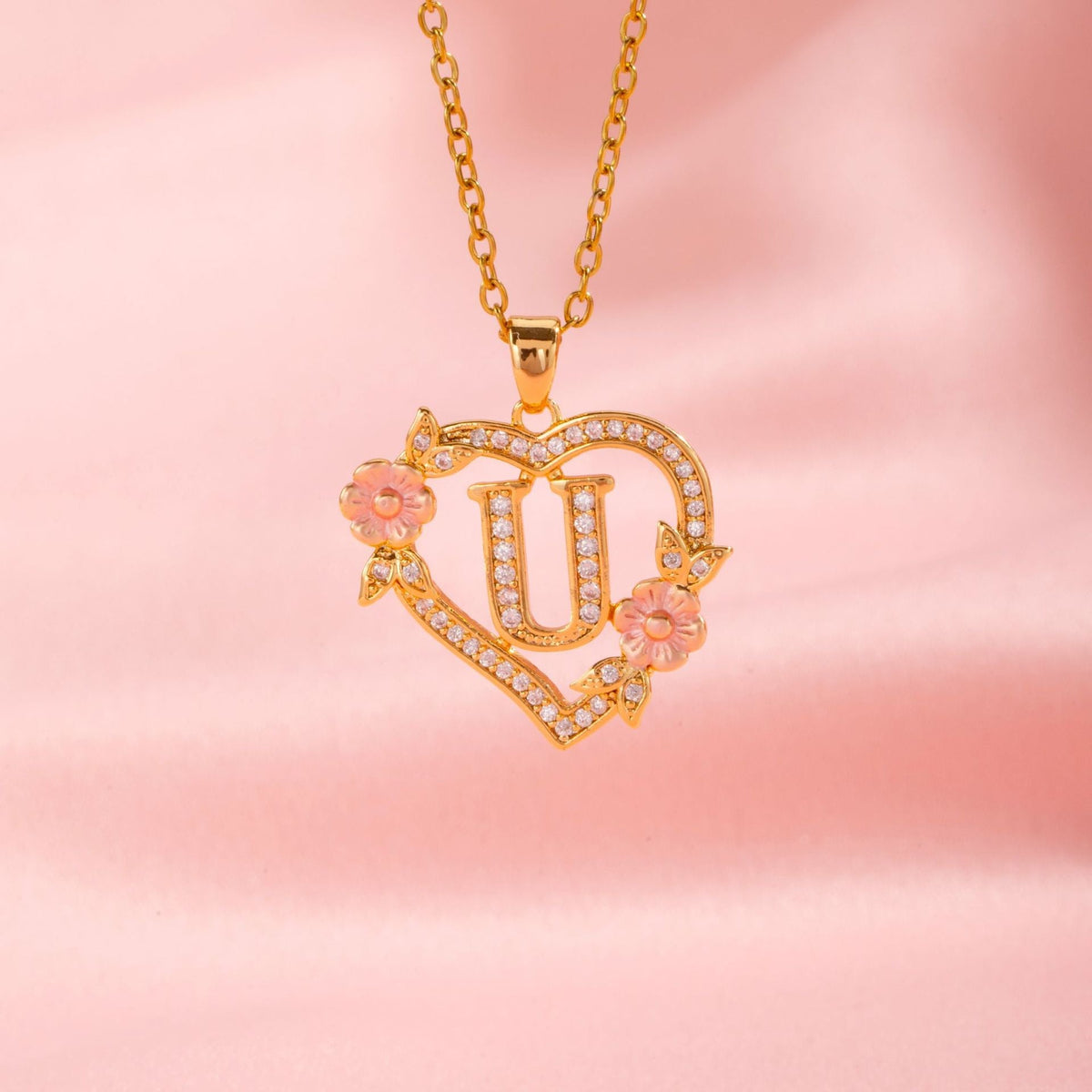 Floral Charm Initial Necklace - Rose & Oliver