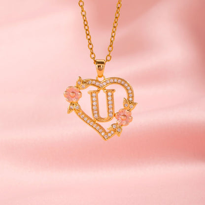 Floral Charm Initial Necklace - Rose & Oliver