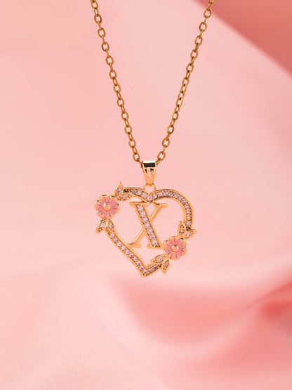 Floral Charm Initial Necklace - Rose & Oliver