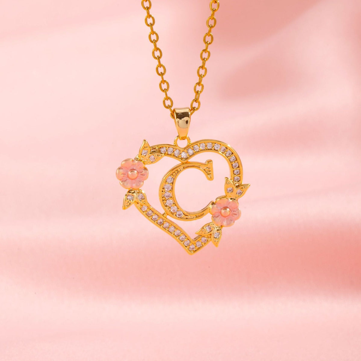 Floral Charm Initial Necklace - Rose & Oliver