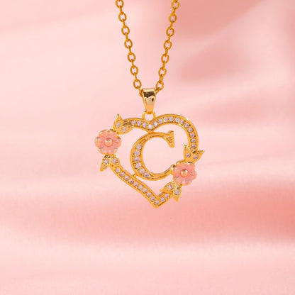 Floral Charm Initial Necklace - Rose & Oliver
