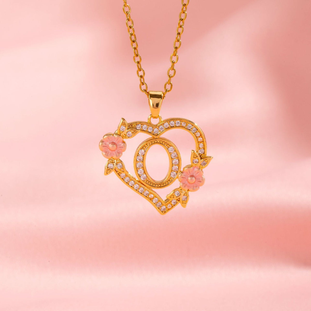 Floral Charm Initial Necklace - Rose & Oliver