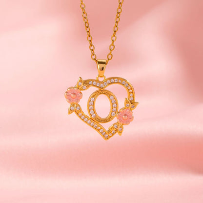 Floral Charm Initial Necklace - Rose & Oliver