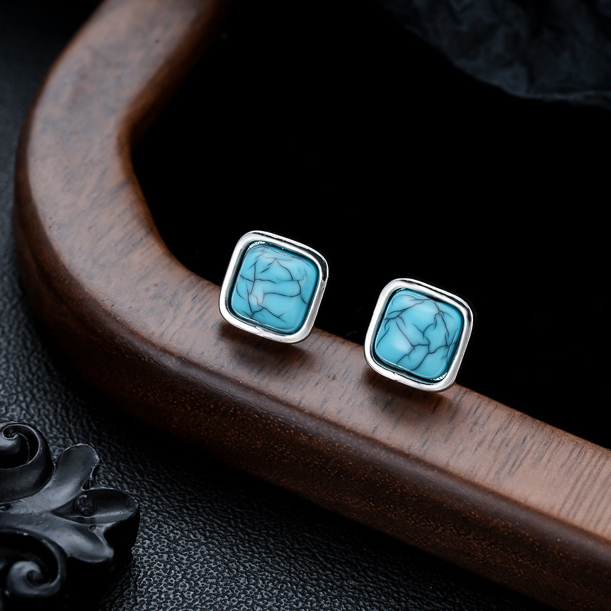 Turquoise Square Studs - Rose & Oliver