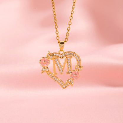 Floral Charm Initial Necklace - Rose & Oliver