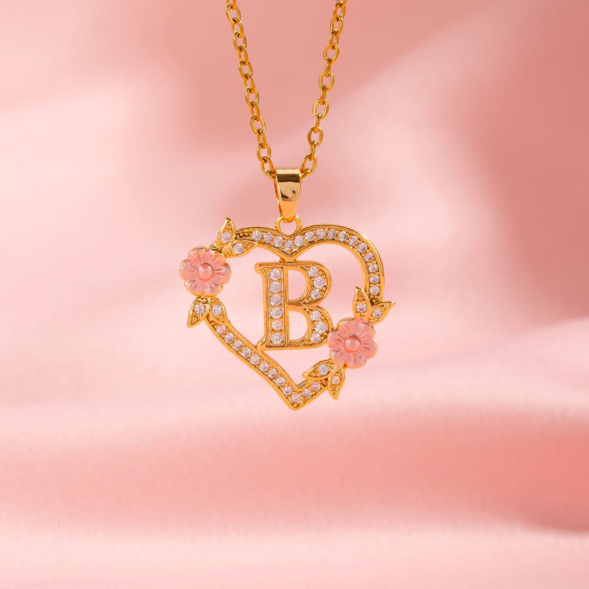 Floral Charm Initial Necklace - Rose & Oliver