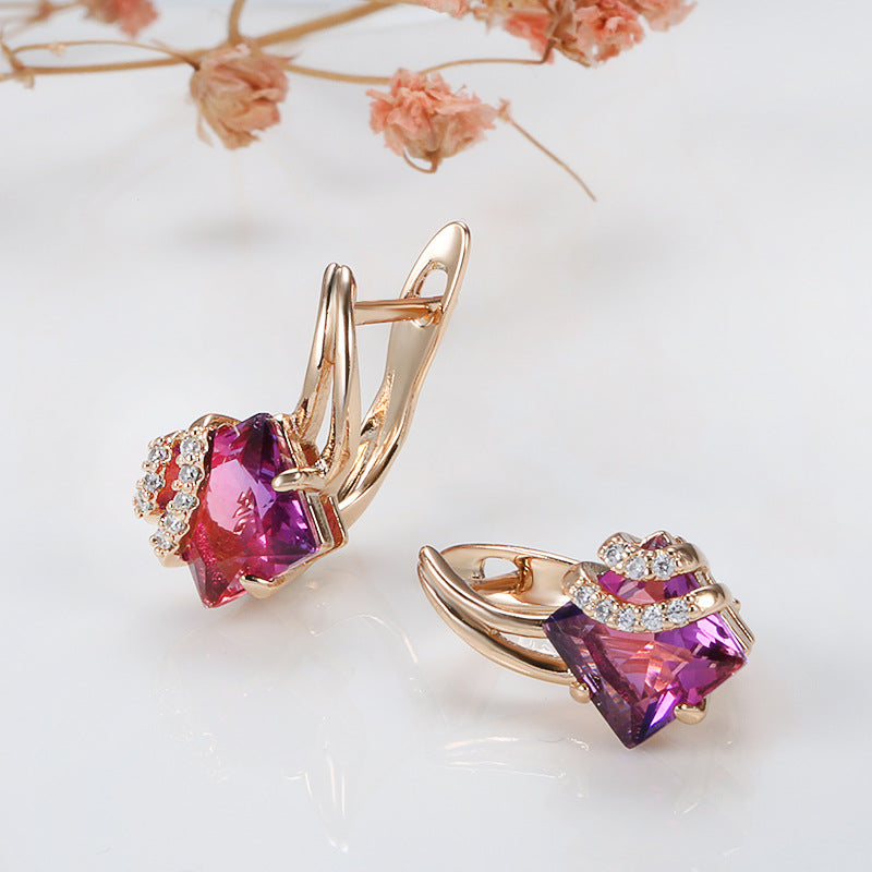 Crimson Square Crystal Earrings - Rose & Oliver