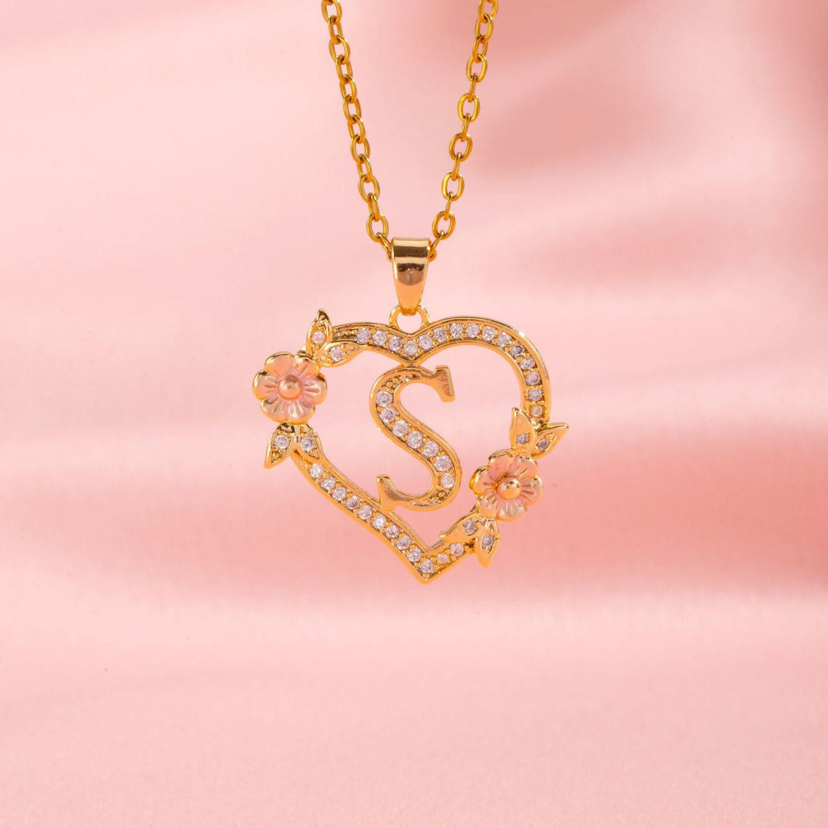 Floral Charm Initial Necklace - Rose & Oliver