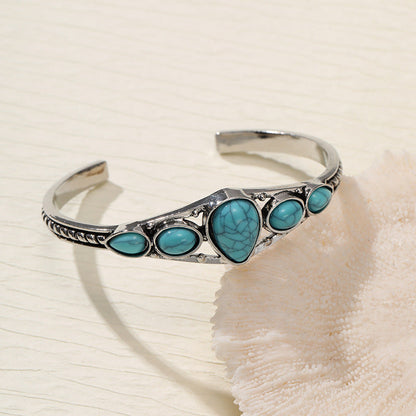 Turquoise Teardrop Open Bracelet - Rose & Oliver