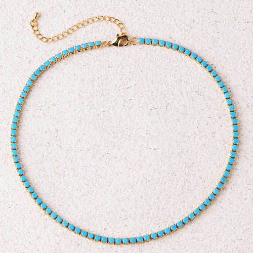 Turquoise Round Tennis Necklace - Rose & Oliver