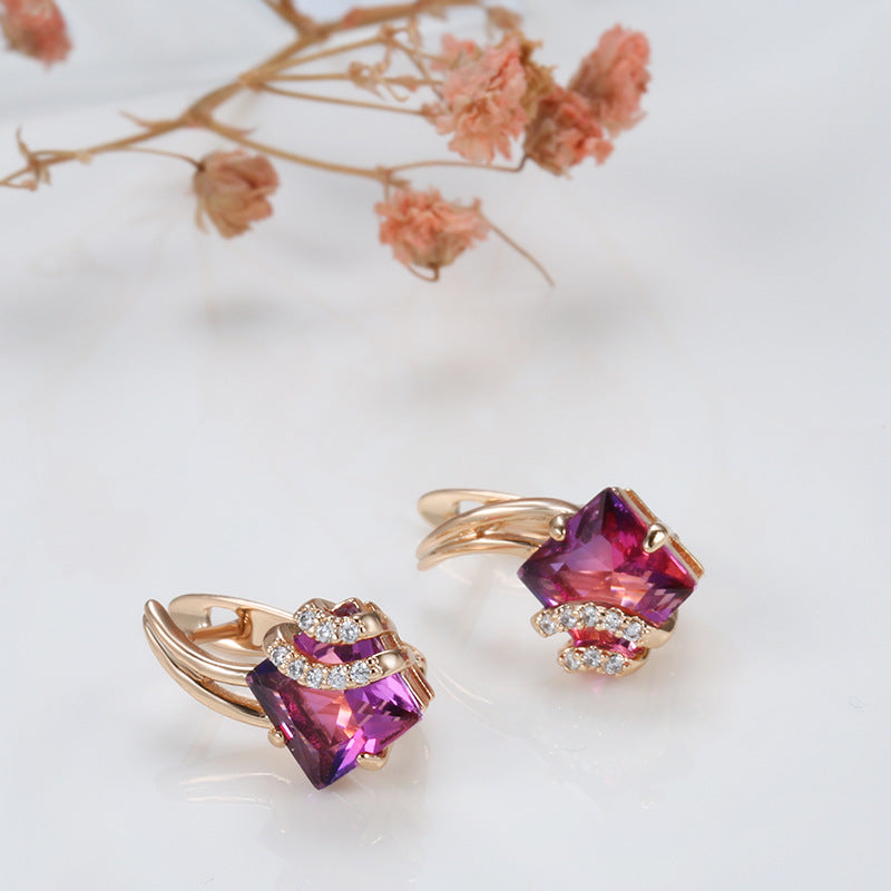 Crimson Square Crystal Earrings - Rose & Oliver