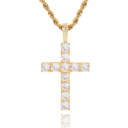 Moissanite Cross Necklace (White Gold) - Rose & Oliver
