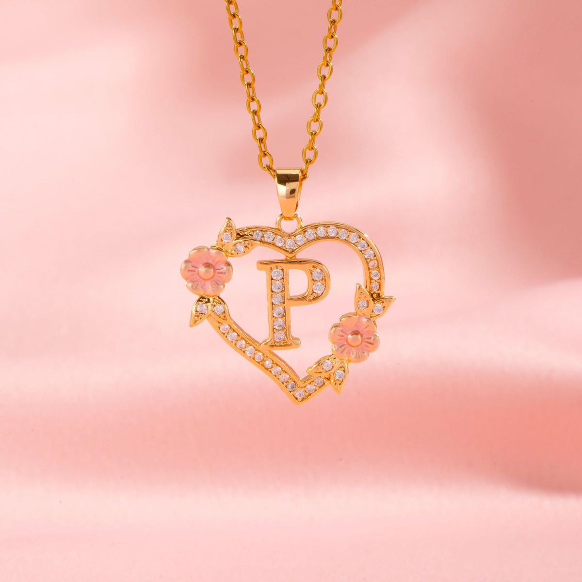 Floral Charm Initial Necklace - Rose & Oliver