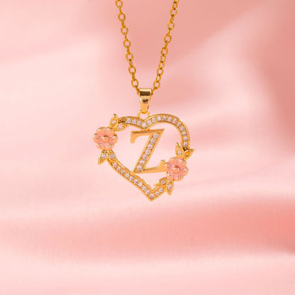 Floral Charm Initial Necklace - Rose & Oliver