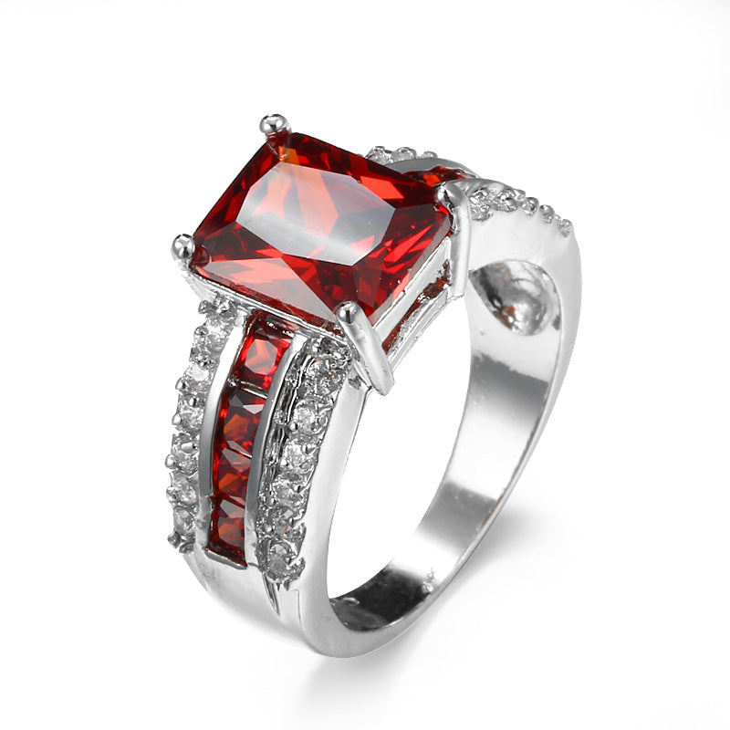 Silver Ruby Split Shank Ring - Rose & Oliver