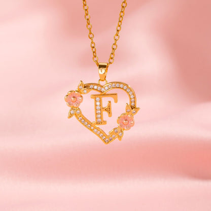 Floral Charm Initial Necklace - Rose & Oliver