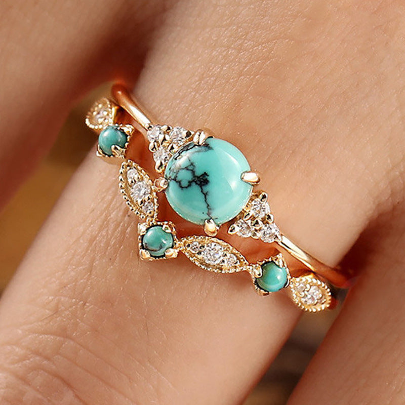 Aureva Turquoise Crown Ring Set - Rose & Oliver