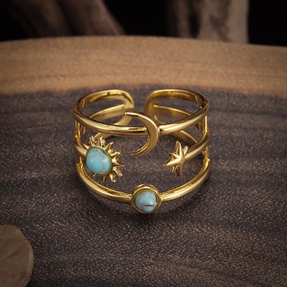 Soluna Turquoise Orbit Ring - Rose & Oliver