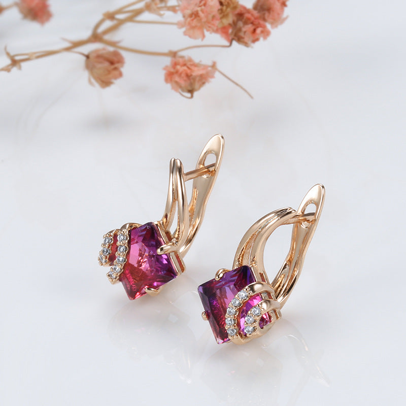 Crimson Square Crystal Earrings - Rose & Oliver