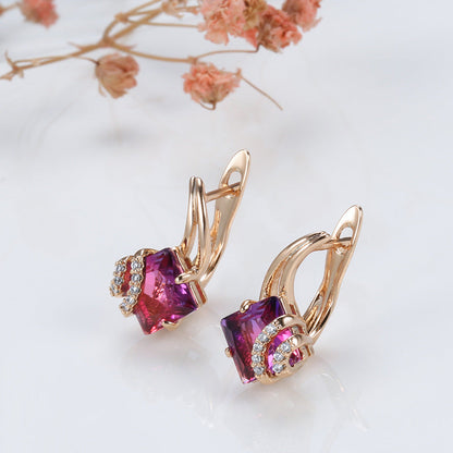 Crimson Square Crystal Earrings - Rose & Oliver