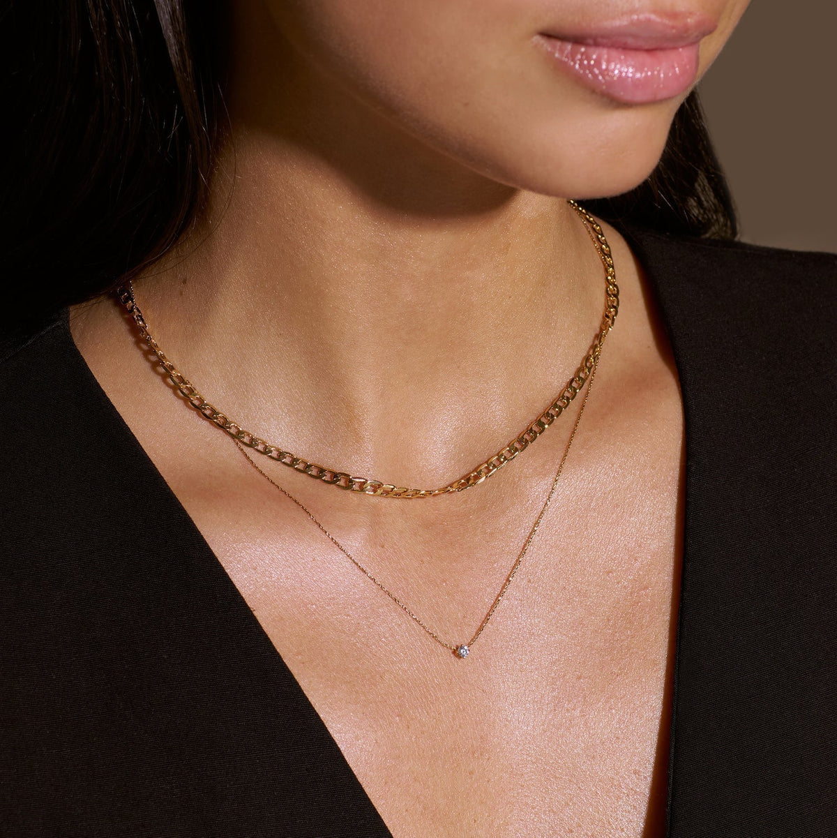 Flat Link Curb Chain Necklace (White Gold) - Rose & Oliver