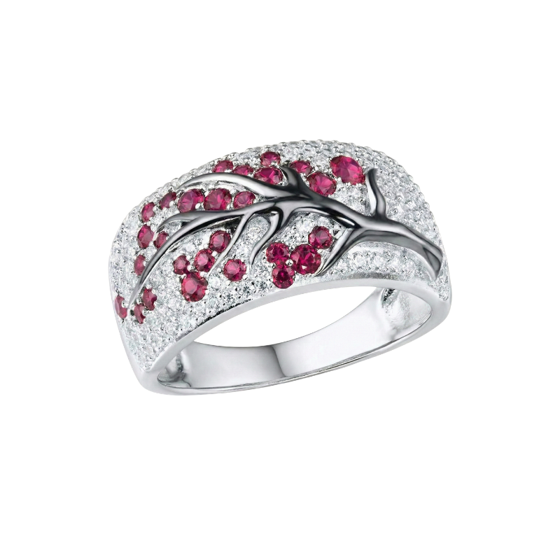 Ruby Blossom Tree Ring - Rose & Oliver