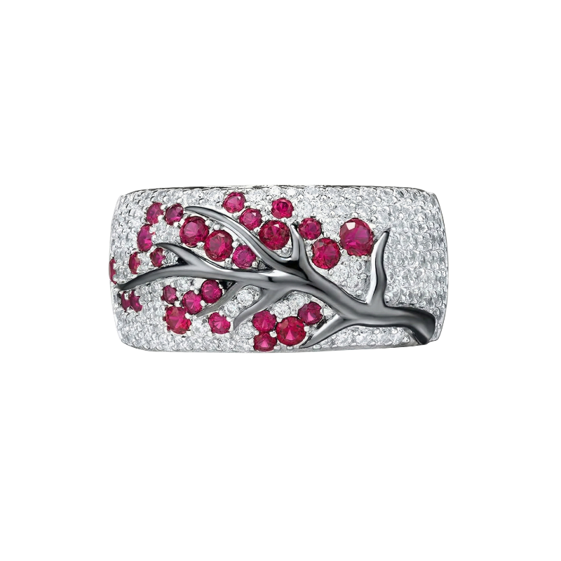 Ruby Blossom Tree Ring - Rose & Oliver