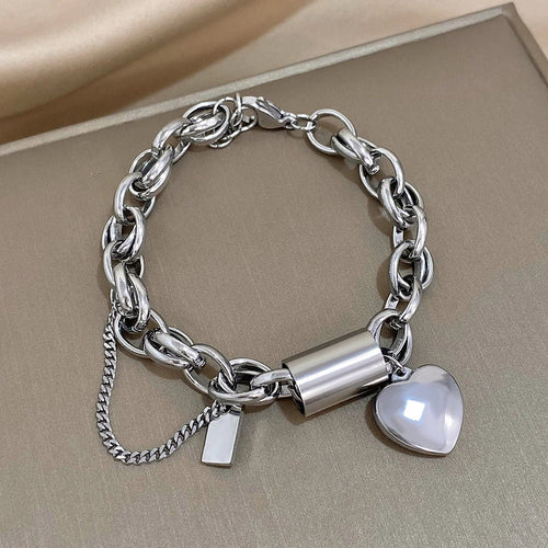 Heartened Chunky Bracelet (White Gold) - Rose & Oliver