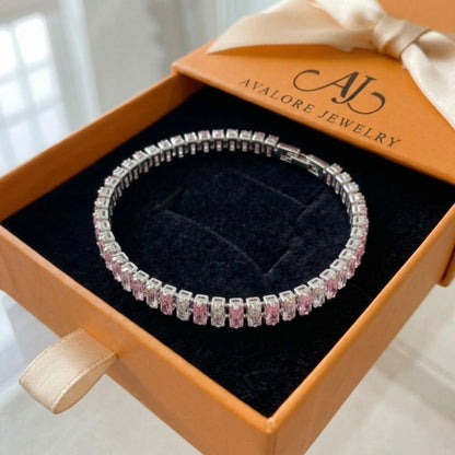 Pink Stripe Tennis Bracelet